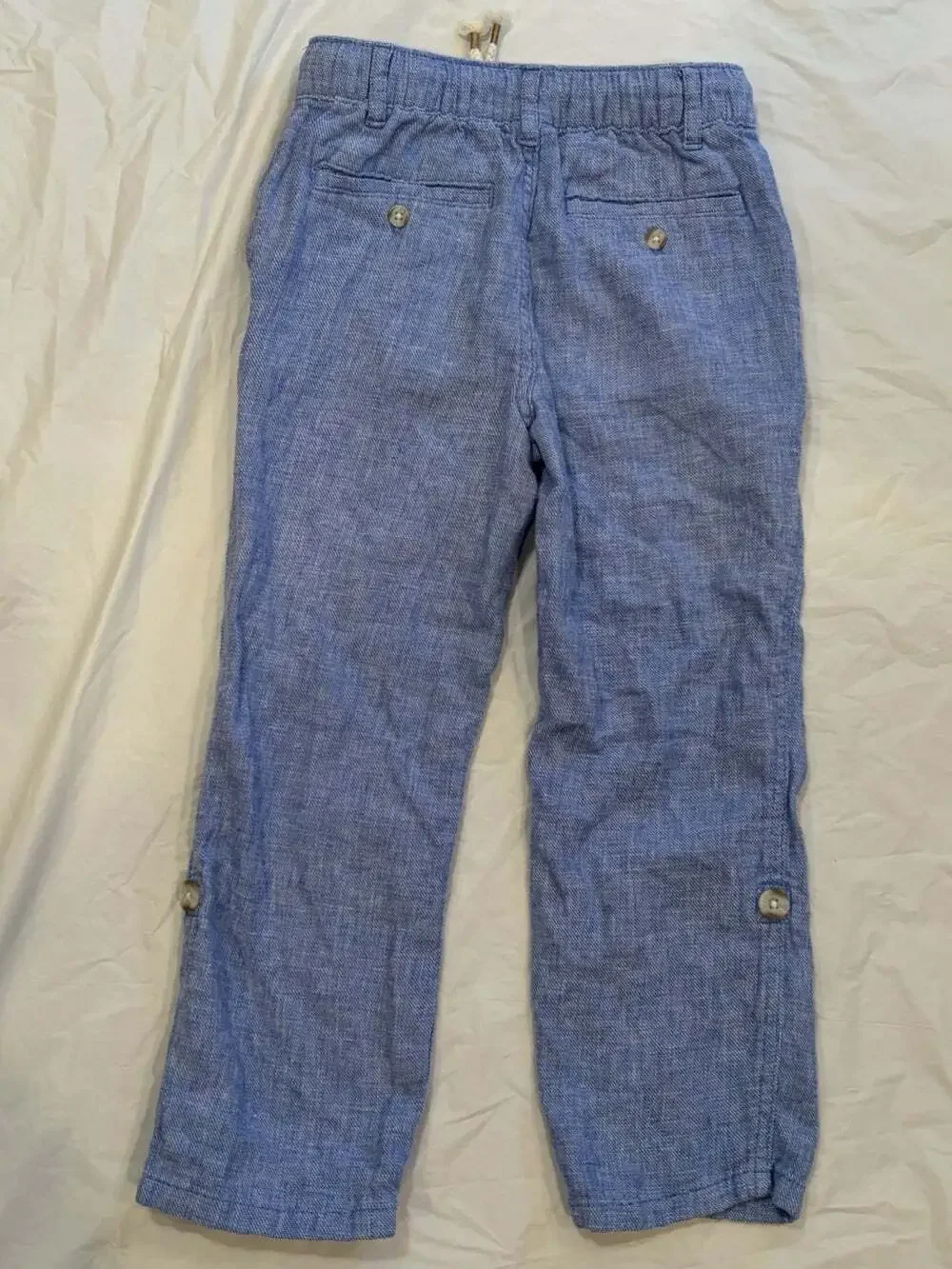 Gymboree Pants Boys Size S Blue Linen Blend Elastic Waist Draw String